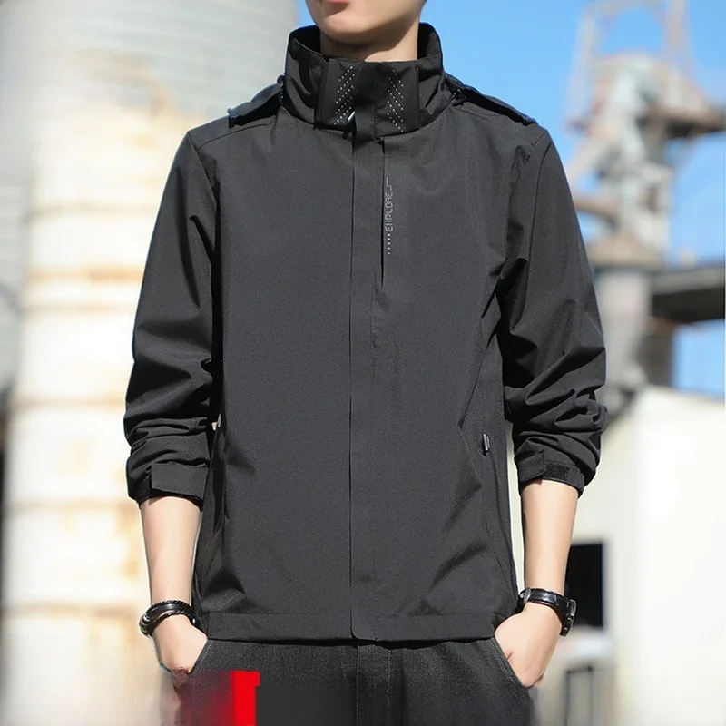 

Men's Casual Spor Baseball Jaet Waterproof Spring Autumn Tee-in-One Hybrid Outerwear Loose Fit Polyester Blend