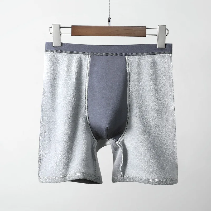 

3PCS Men's warm underwear men's velvet and thick anti-wear leg extended boxer shorts autumn and winter middle aged boxer shorts