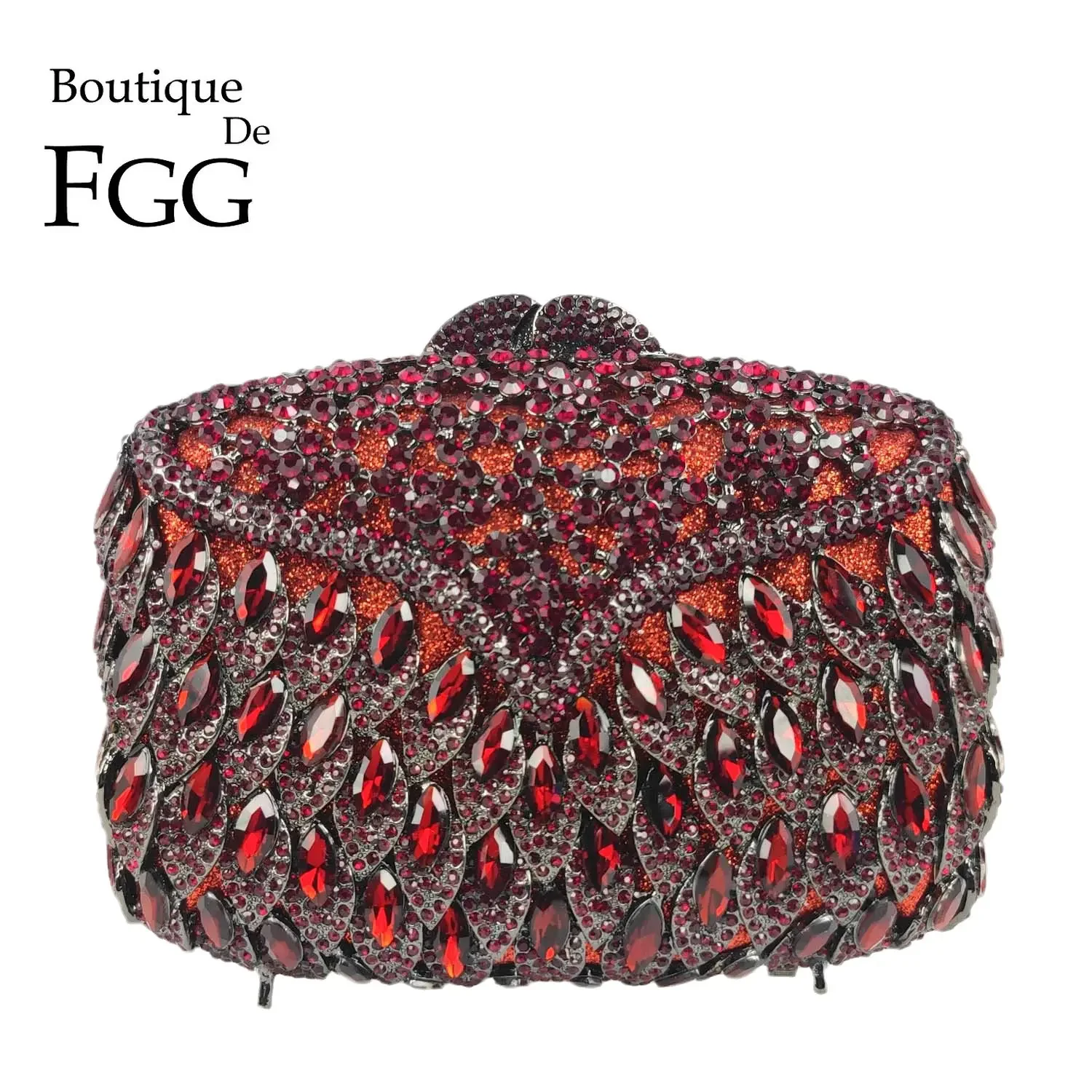 

Boutique De FGG Bling Luxury Wine Red Women Crystal Clutch Bags Wedding Party Rhinestone Purses and Handbags Bolsos Para Mujer