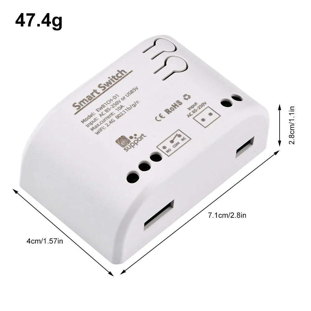 1CH Smart Remote Control Wireless WiFi Relay Switch Module Voice App Control Timer 2200W RF Receiver 10A WiFi Relay DIY
