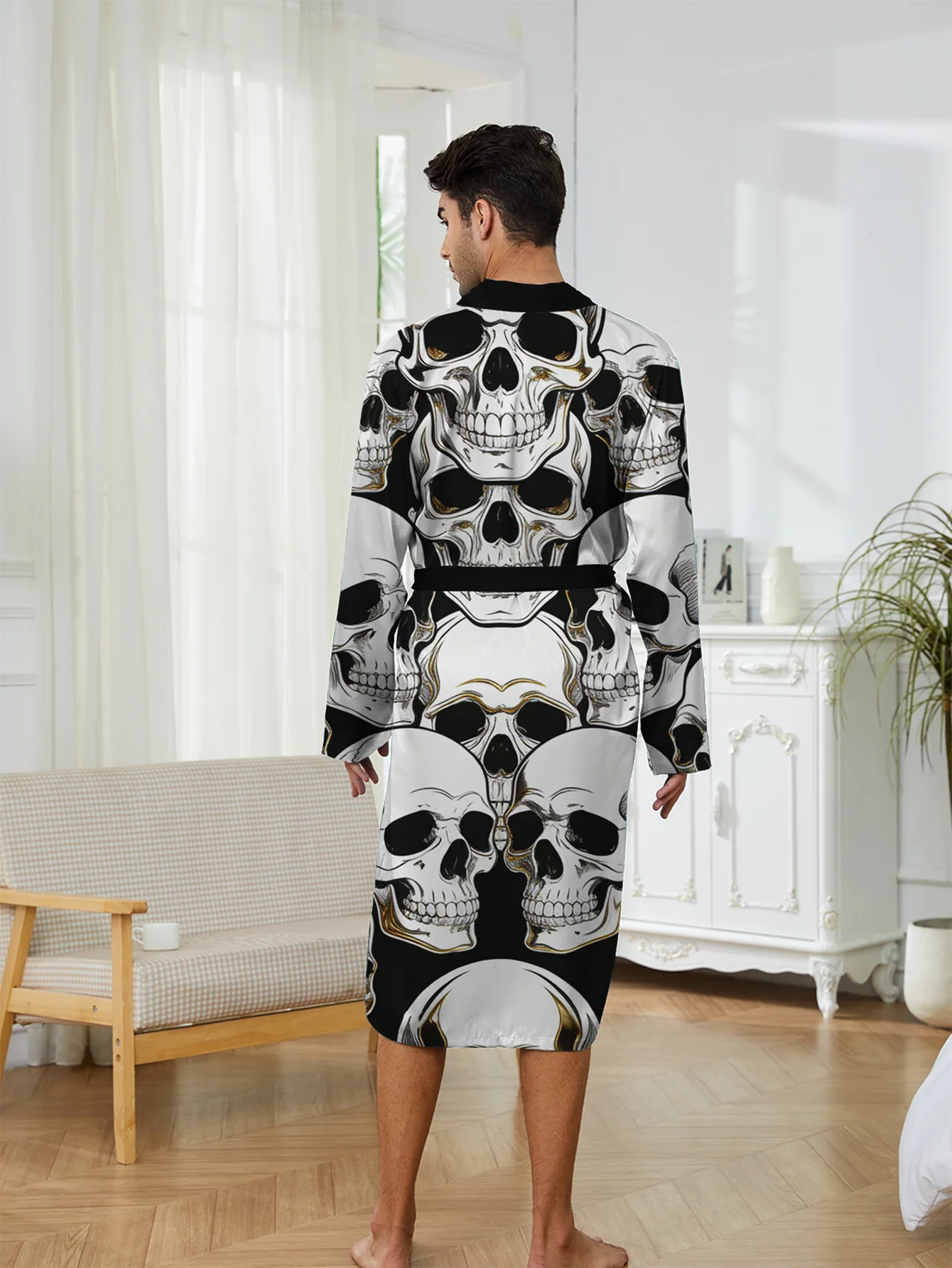 3D digital printed nightgown that dries quickly without fading, skin friendly comfortable fashionable, men's fun bathrobe