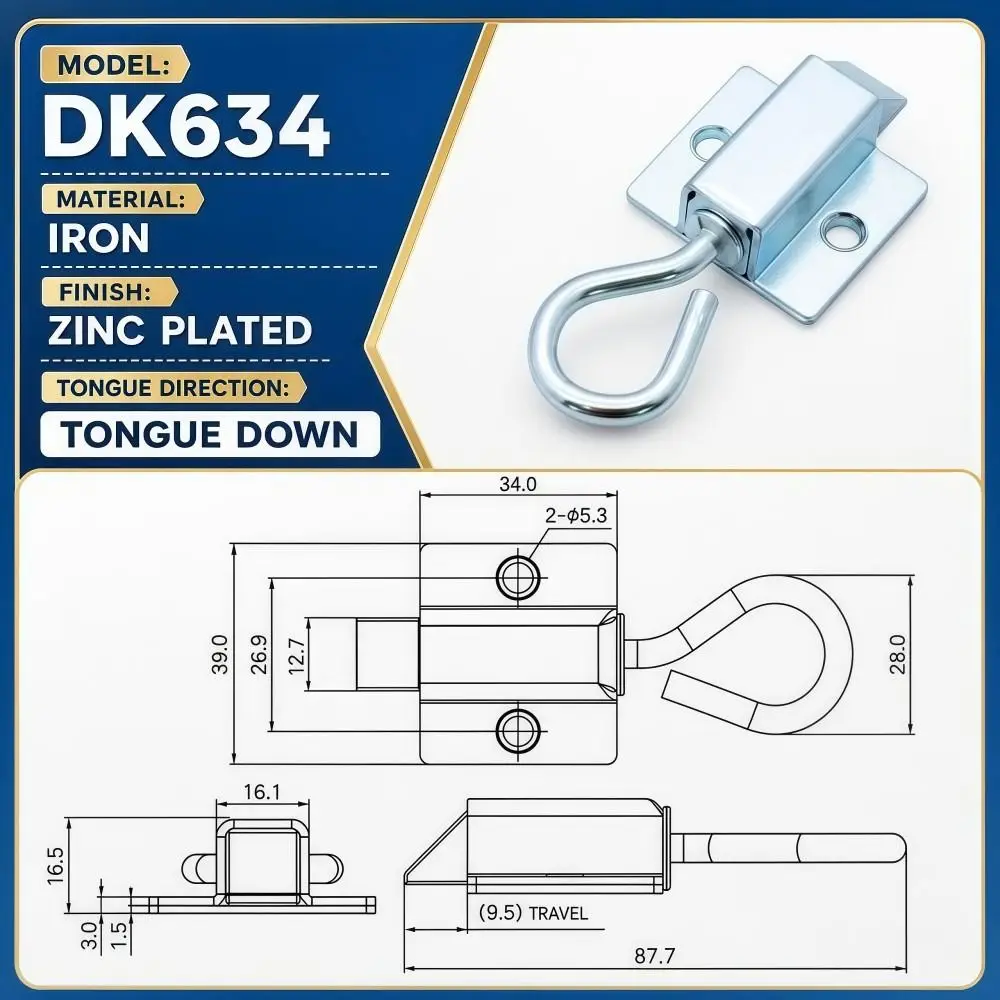 Reliable DK634 Spring Loaded Latch Heavy-duty Galvanized Pull Ring Toggle Latch Durable Sturdy Cabinet Spring Bolt Cabinet
