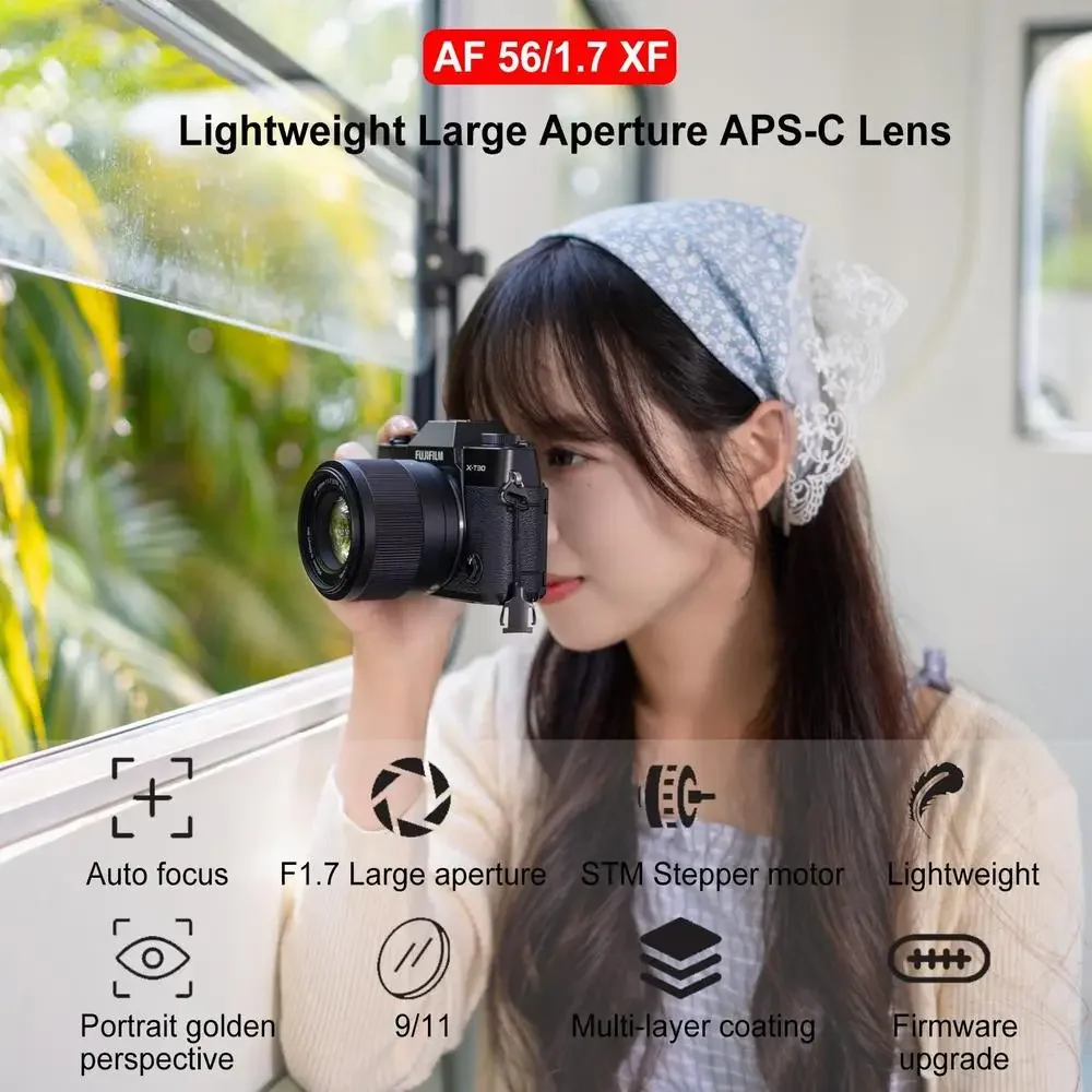 Viltrox 56mm F1.7 자동 초점 APS-C 렌즈, 미러리스 카메라 마운트, 후지 X XF X-T4 XF X-T30ii X-Pro3 소니 E 니콘 Z Z30 Z50 용, 56mm F1.7