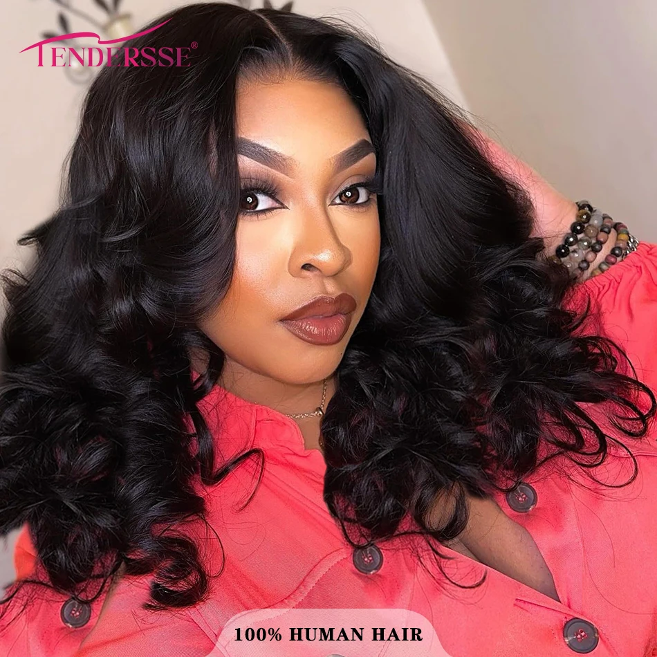 Bouncy Double Drawn Loose Wave Glueless 13X4 HD Lace Human Hair Lace Frontal wigs 100% Unprocessed Mongolian Remy Virgin Hair