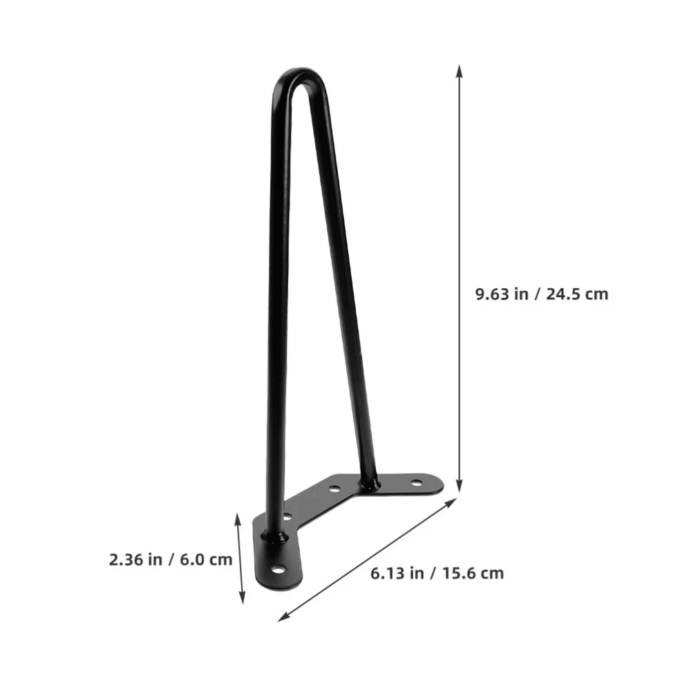 4pcs Black Hairpin Table Legs 250mm Height DIY Simple Metal Feet for Sofa Coffee Bedside Mini Desk Stabilizer Furniture Legs