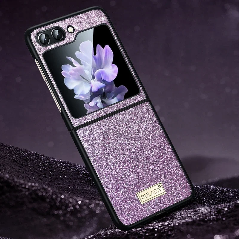 

Luxury Sparkling Glitter Silicone Leather Case for Samsung Galaxy Z Flip 6 5 4 3 Anti Fingerprint Protective Cover Accessories