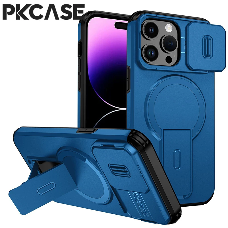 PKCASE Schiebe-Kameraschutz Magnetische Handyhülle für iPhone 18 17 16 15 14 Plus 13 12 Pro Max Mini 17E 16E Halterung Panzerhülle
