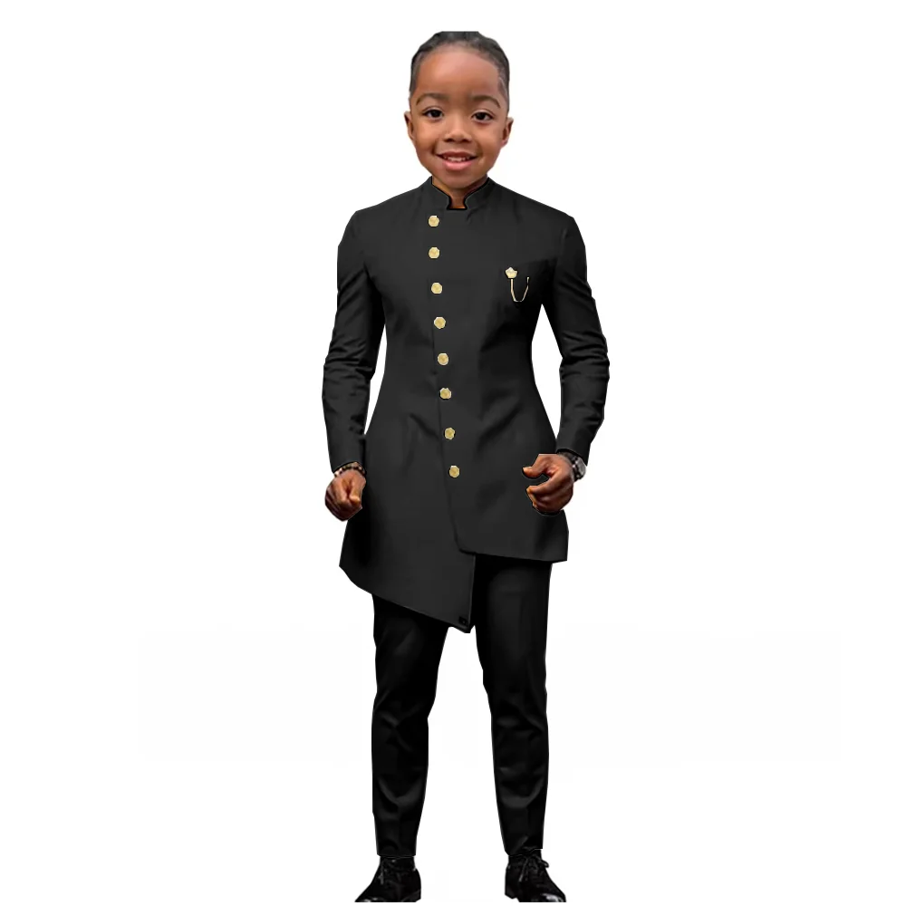 African Boys Suit 2 Piece Set (Jacket+Pant) Long Blazer for Kids Wedding Tuxedo Custom Size Boys Blazer