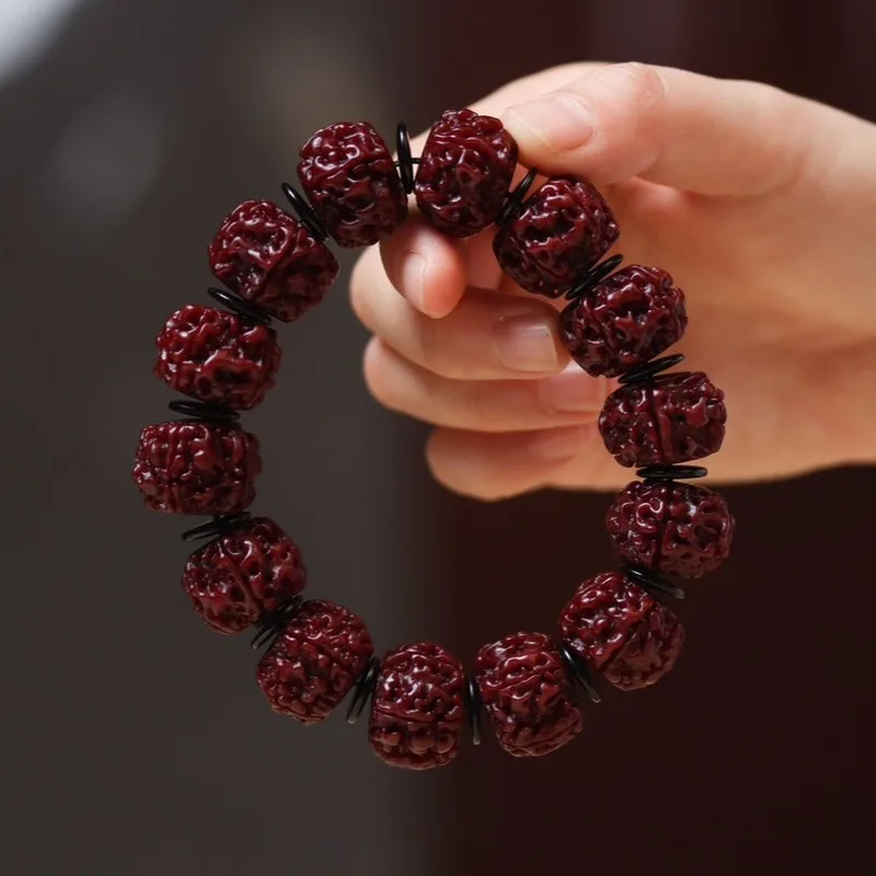 seed with machine-brushed patina  jade-like finish, five-petal string  Diamond Bodhi Buddhist prayer beads