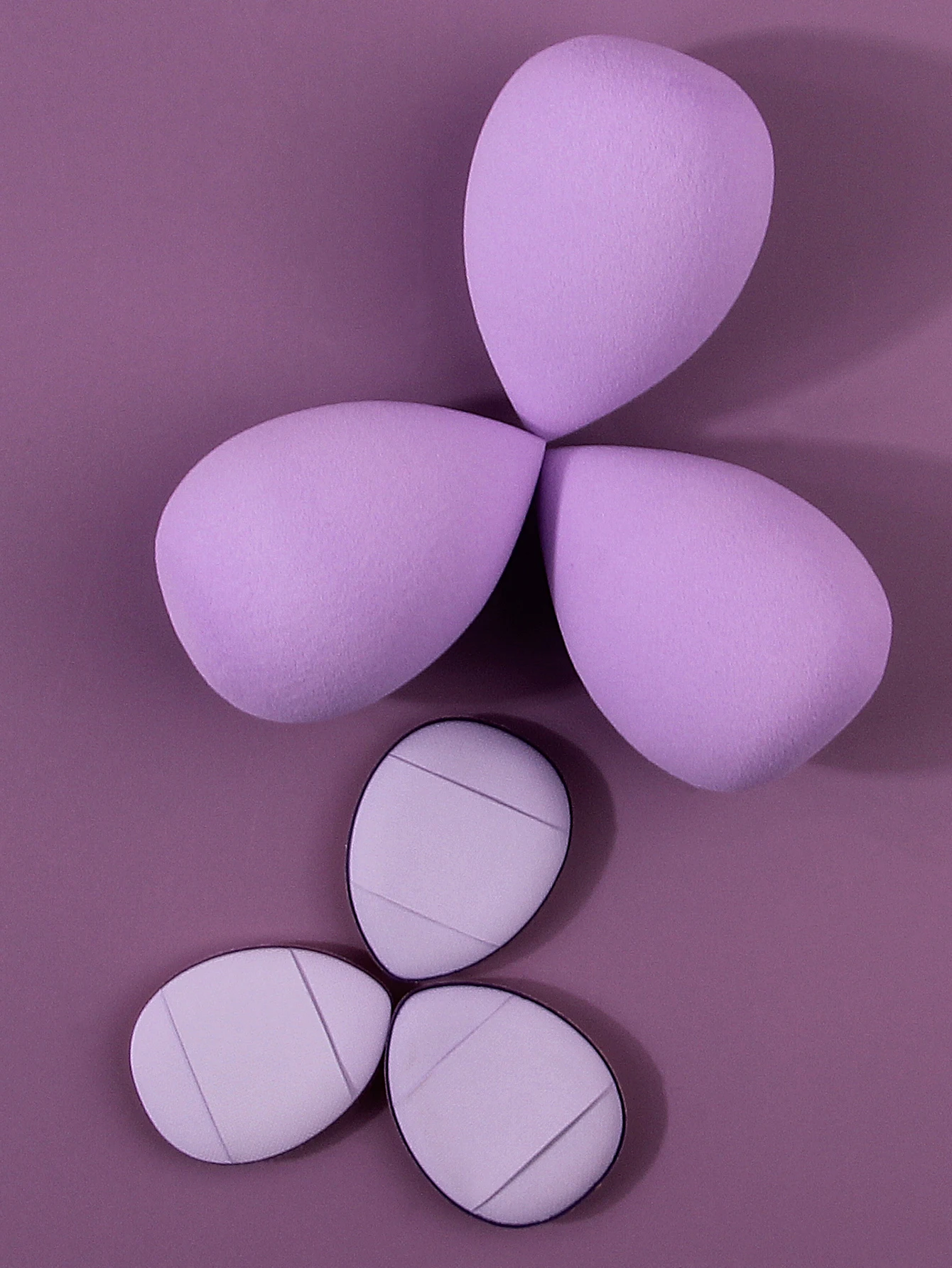 6 stuks paarse make-up poederdons spons eierset superzacht droog en nat dual-purpose foundation vloeibare concealer speciaal gereedschap