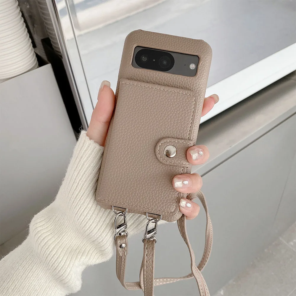 Google Pixel 9 8 A Wallet Strap Case For Google Pixel 9 8 7 Pro 6 9A 8A 7A 6A 5 Crossbody Shoulder Lanyard Wallet Card Cover