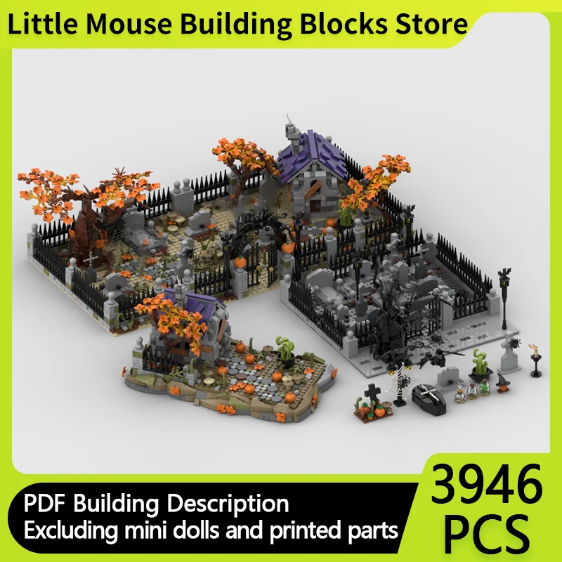 도시 스트리트 뷰 모델 MOC 빌딩 벽돌 공원 묘지 하우스 장면 모듈 형 기술 선물 휴일 조립 어린이 장난감 정장