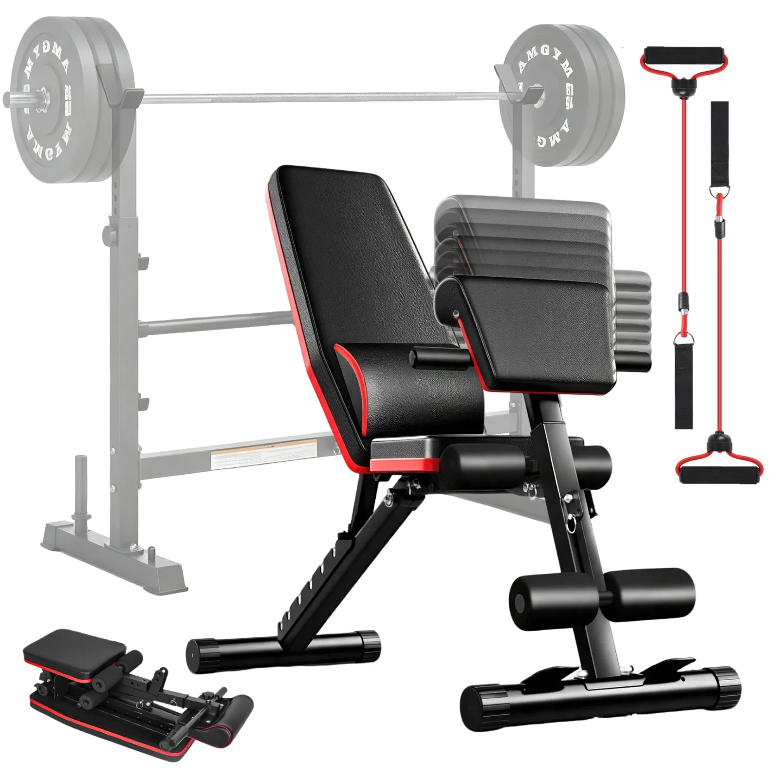 Verstellbare Hantelbank, klappbare Gewichtsbank, Krafttraining, Sit-Ups, Fitness-Workouts, Gewichtsbank, Ganzkörpertraining, Fitnessgerät