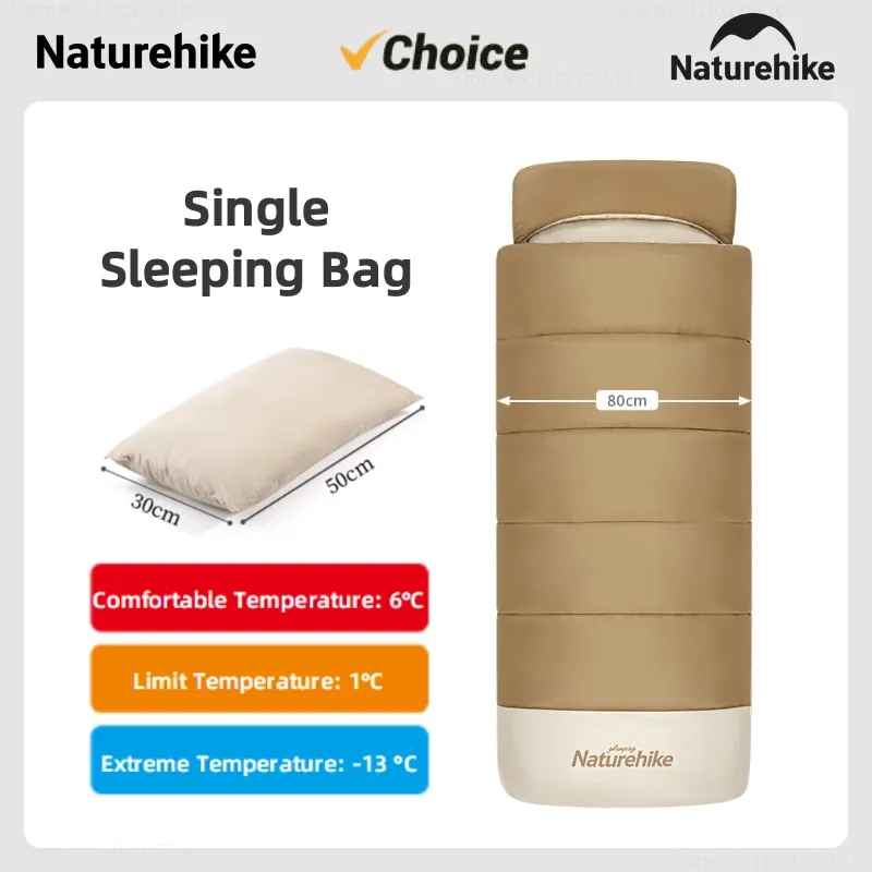 Naturehike Camping Portable Sleeping Bag IXPE Mattress Outdoor Tour Single Sleeping Bag Winter Warm Envelope Style Sleeping Bag