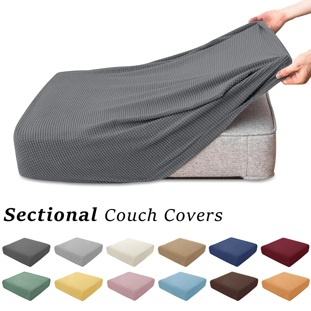 Waffle Jacquard Sofa Covers Polar Fleece Stretch Fabric Sofa Seat Cushion Cover Solid Color Sectional Sofa Case Living Room Home