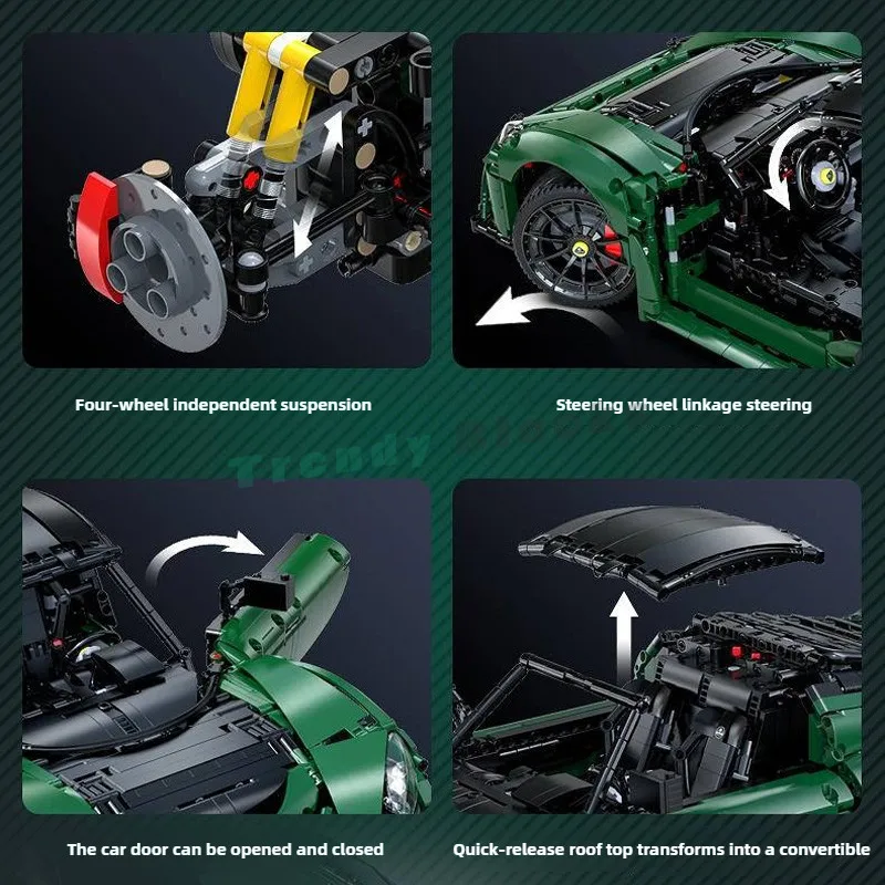 C61511Technic 3737pcs Exige Cup 430 1:8 Supercar اللبنات المزدوج الوضع سيارات رياضية لعب هدايا للأولاد