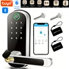 Tuya 또는 TTLock APP 스마트 도어 잠금 장치 비밀번호 잠금 해제 원격 제어 지문 잠금 장치 IC 카드가있는 Keyless 터치 스크린 IP67 1