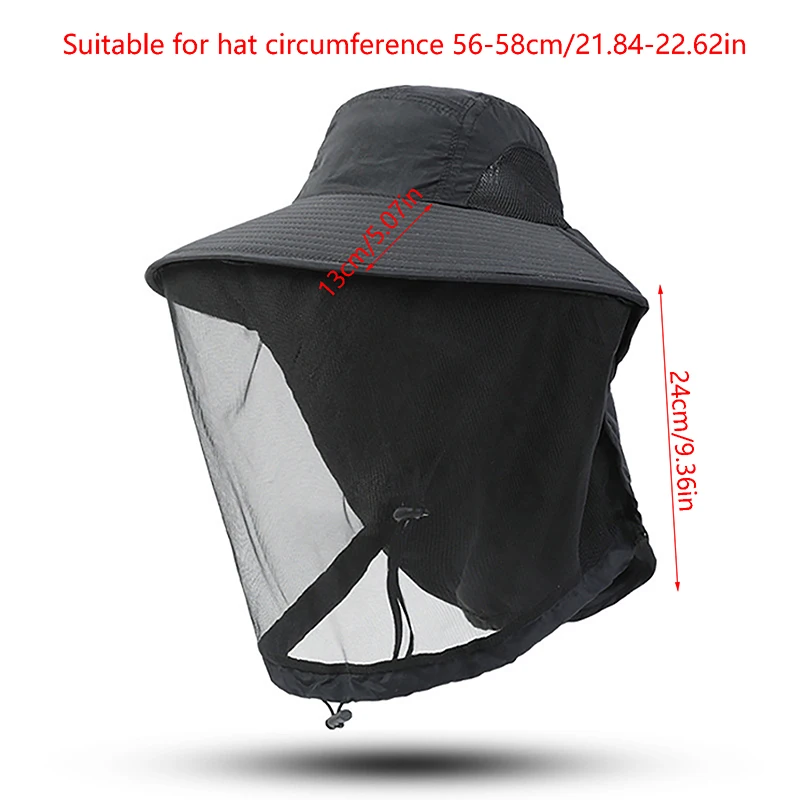 في الهواء الطلق قبعة الصيد مكافحة البعوض الحشرات قبعة قبعة الصيد علة شبكة رئيس صافي الوجه حامي التخييم القبعات قبعة الصيد #6