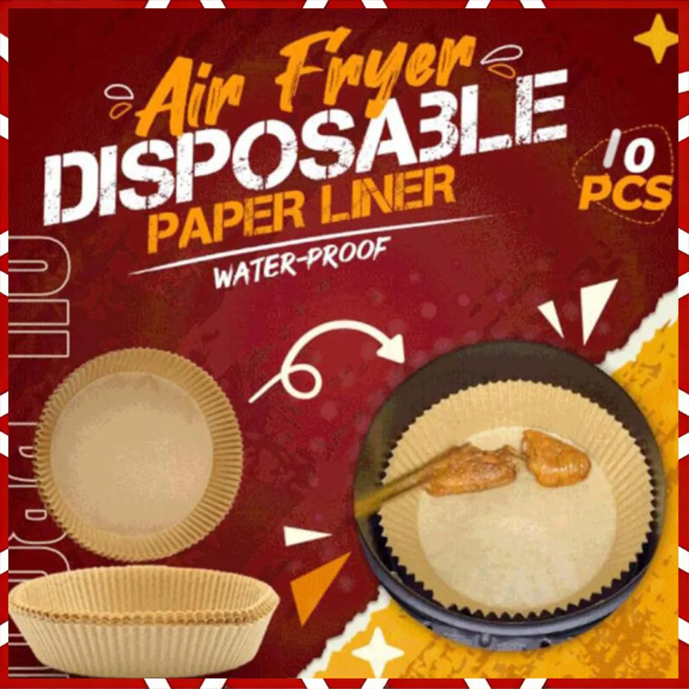 10pc Natural Air Fryer Liners Disposable Non-Stick Parchment Paper Round Baking Sheets Oil-Proof Food Grade Kitchen Cooking 2026