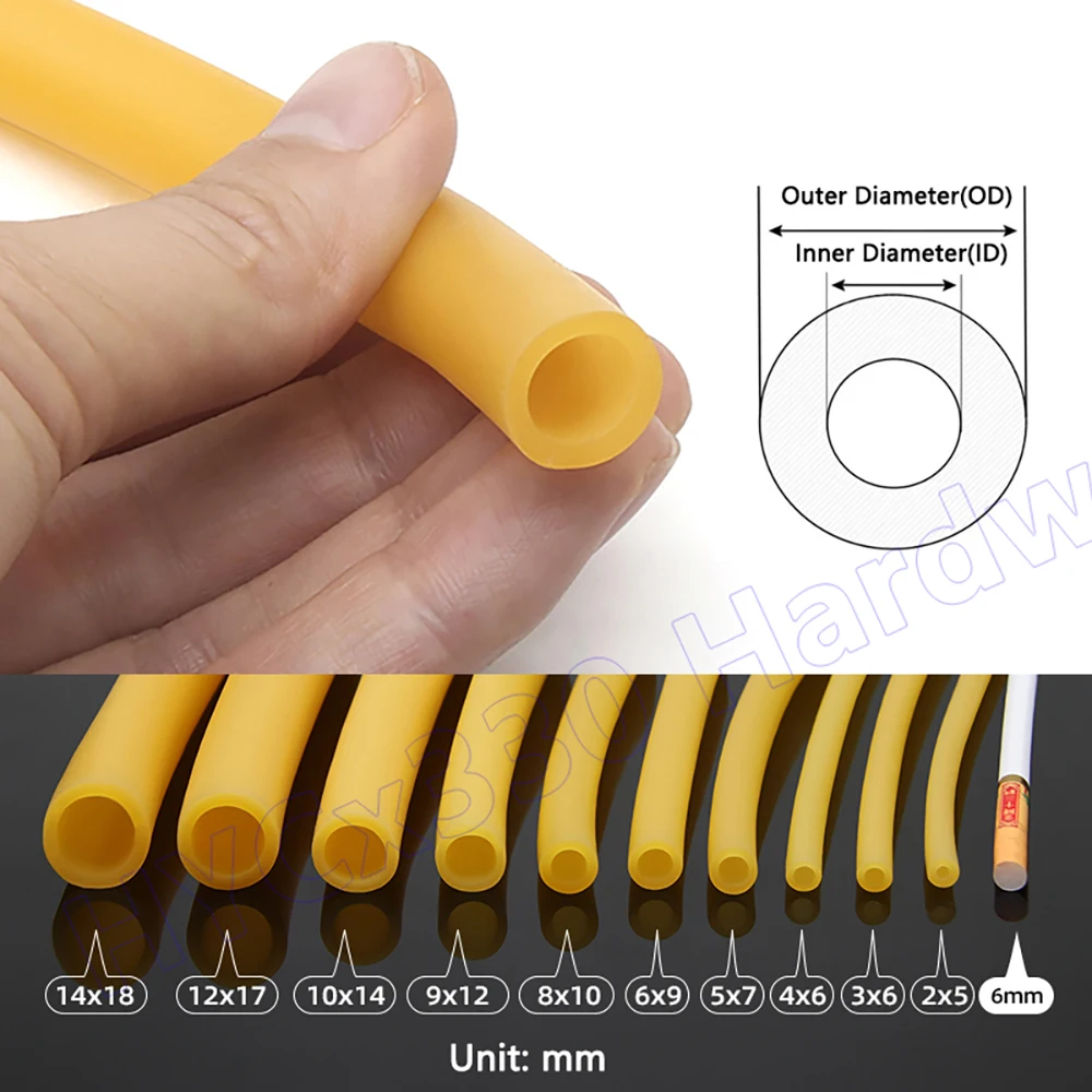 ID 1.6mm to 18mm Nature Latex Rubber Hoses Tubing Yellow Band Tube Elastic Parts for DIY, Solid 2mm 3mm 5mm