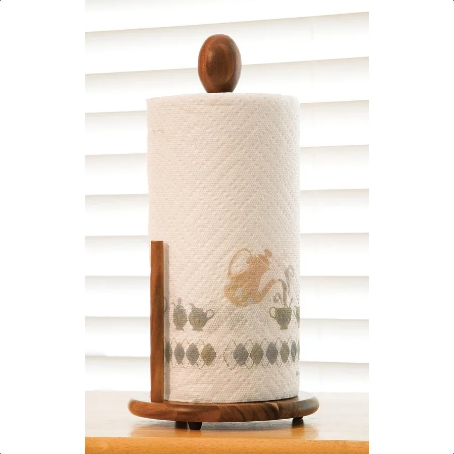 1138 Acacia Wood Standing Paper Towel Holder 71 8 x 141 4
