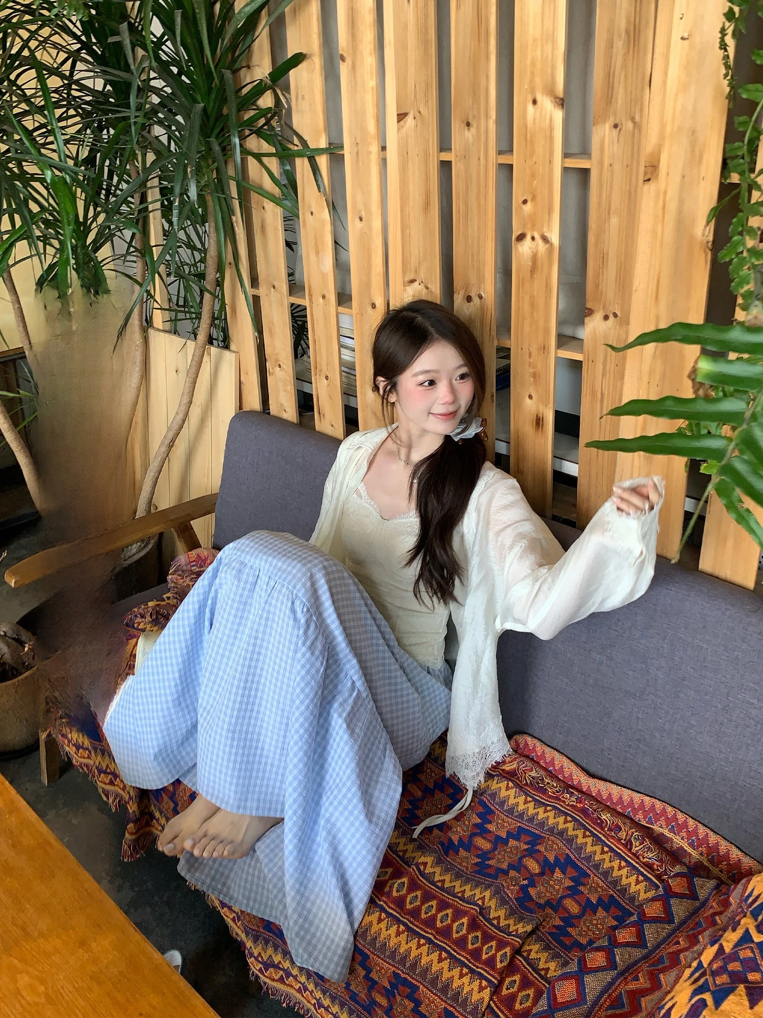 

Синяя маленькая юбка А-силуэта с высокой талией, универсальная, стройнящая, повседневная, из смесового полиэстера и хлопка, для женщин