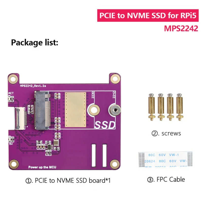 PCIE M.2 NVME 2230 2242 Gen3 SSD HAT Expansion Board Kit For Raspberry Pi 5 PCIE M.2 NVME SSD HAT Durable Easy Install