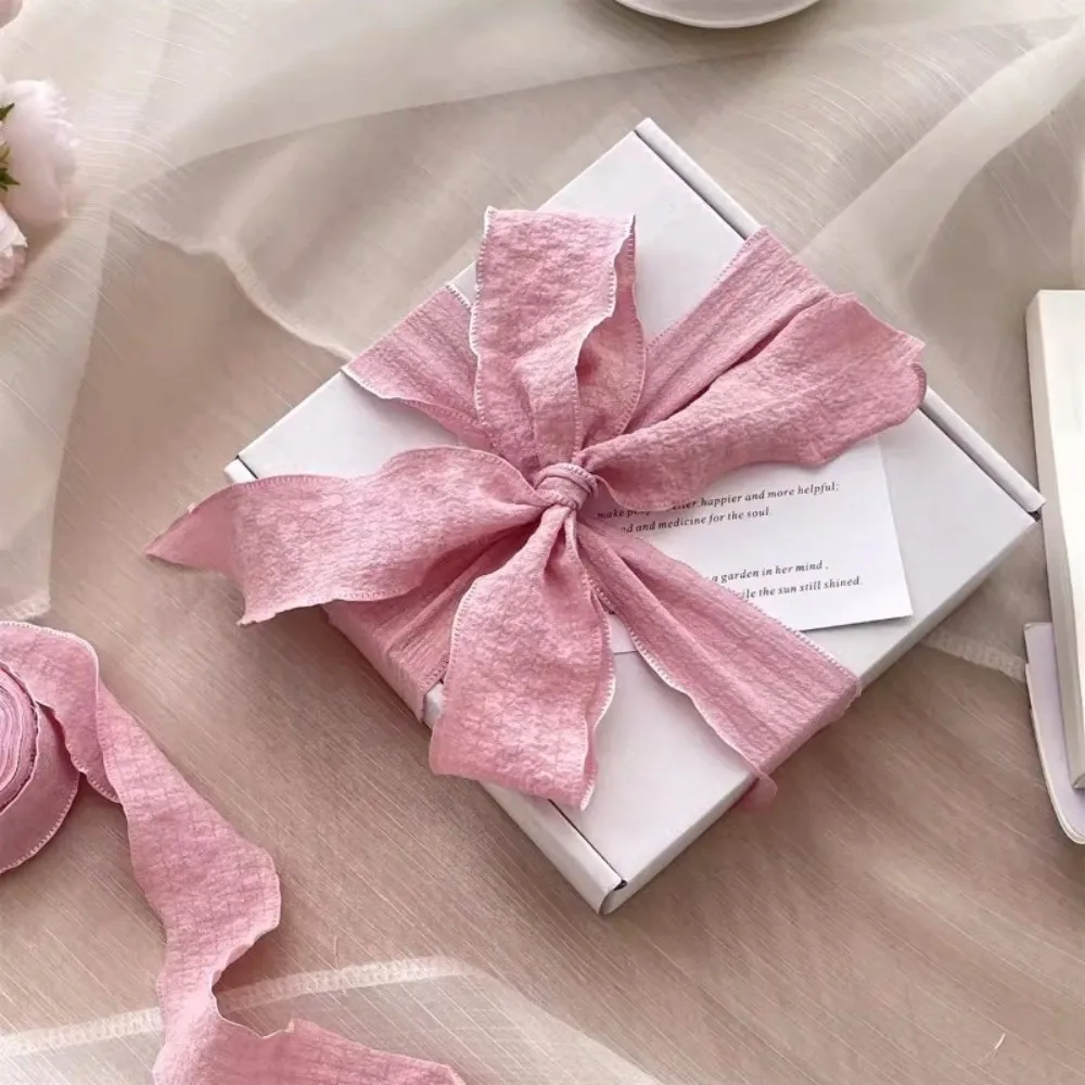 

Ins 10 Yards Pleated Fabric Ribbon Bohemian Solid Color Ribbons Wave Edge Ruffle Textured Ribbon Weddings Decor