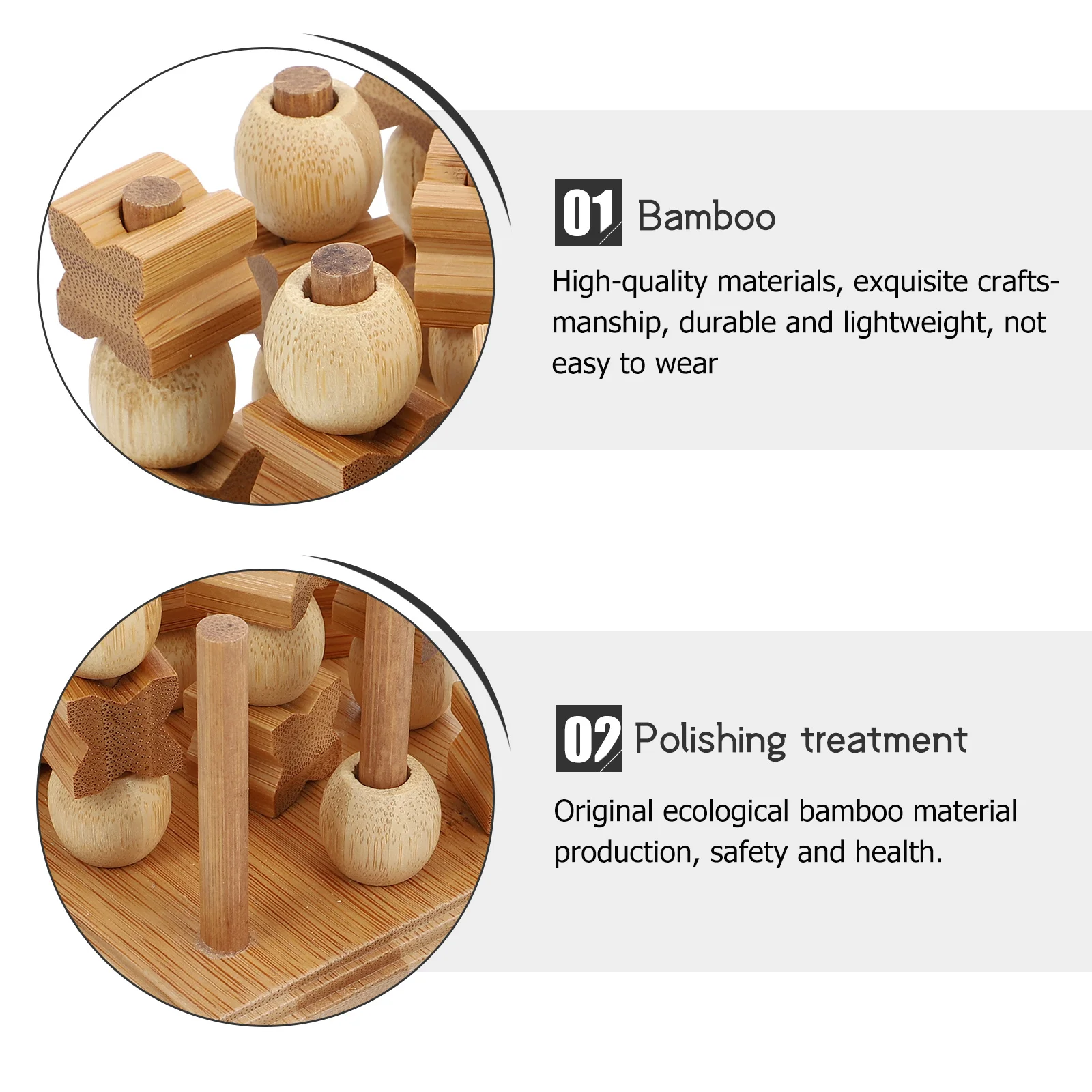 

1pc Tac Toe Kid Bamboo Educational Plaything Chess Sets Early Kid Bamboo Chess Learning Sudoku Light Brown