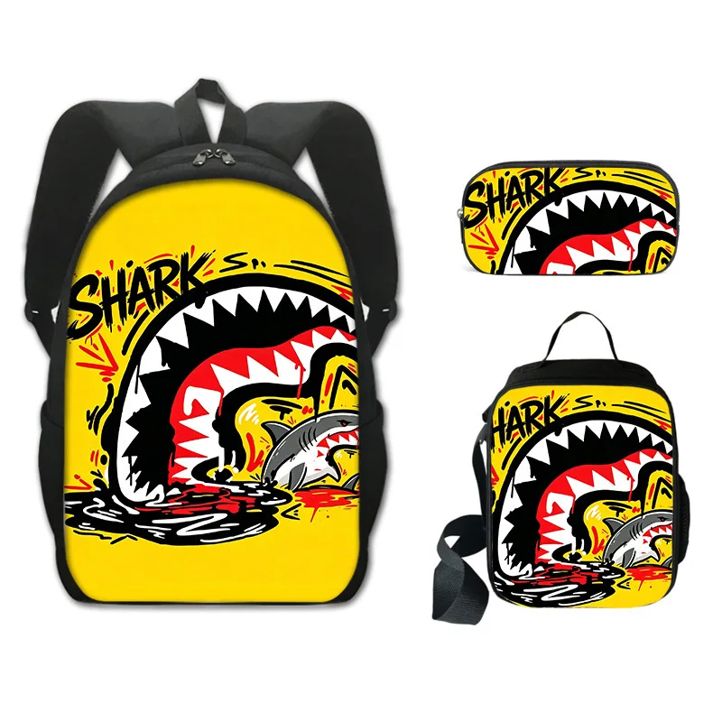 Monster graffiti style 3Pcs Set Backpack for Kids Boys Girls Students School Bag with Lunch Bag Pencil Case Lightweight