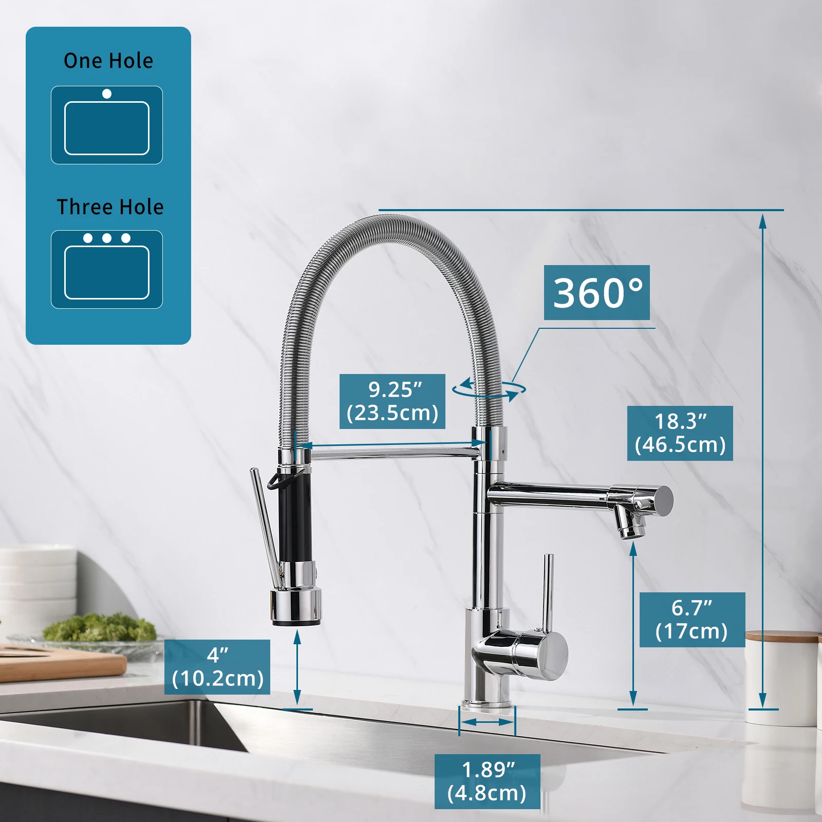 Chrom Plating Luxury Single Hole Pull Down Spring Sprayer Dual Spout Kitchen Pull Down Faucet Faucet