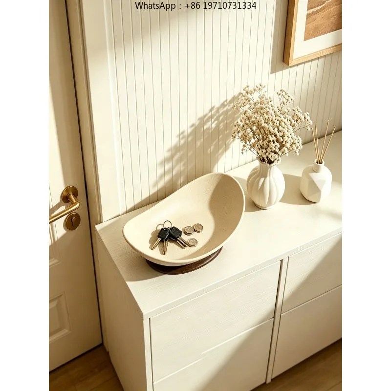 Entrance Storage Ceramic Plate, Living Room Coffee Table Desktop Jewelry Storage Plate