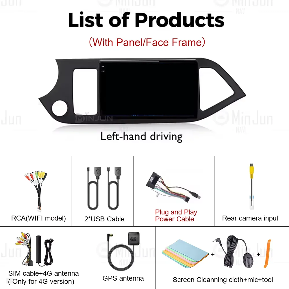 Android 16 Car Radio For Kia Morning 2 picanto 2011 - 2017 Multimedia Navigation Player GPS Stereo DVD Bluetooth 4G WiFi 2din