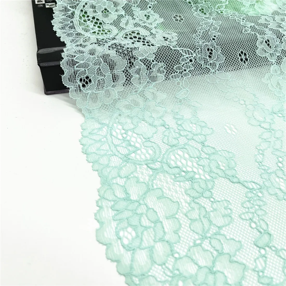 3y/lot Width 22cm Light Green Elastic Stretch Lace Trimming For Garment Accessory DIY Material Dress Lingerie Fabric