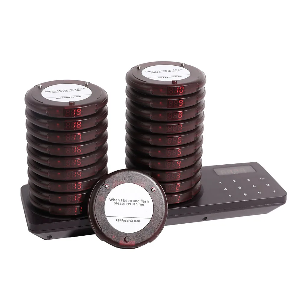 Wireless Restaurant Pager System Calling Coaster Buzzers Dual Charging Base For Cafe Church Clinic Food Court Food Truck