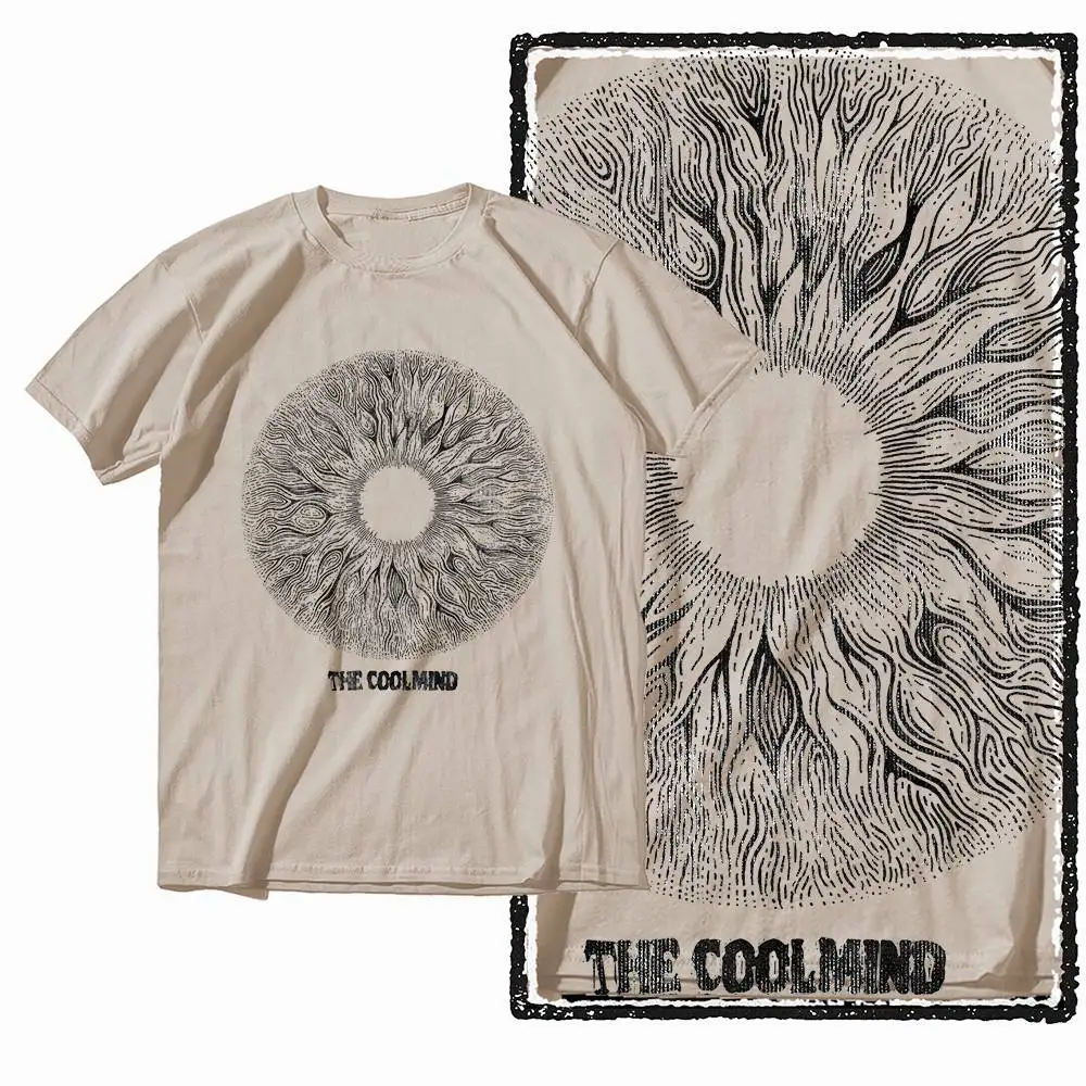 G12 Beige Übergrößen 100% Baumwolle Streetwear Bedrucktes Herren-T-Shirt |   Streetwear Cooles Vintage O-Neck Herren-T-Shirt