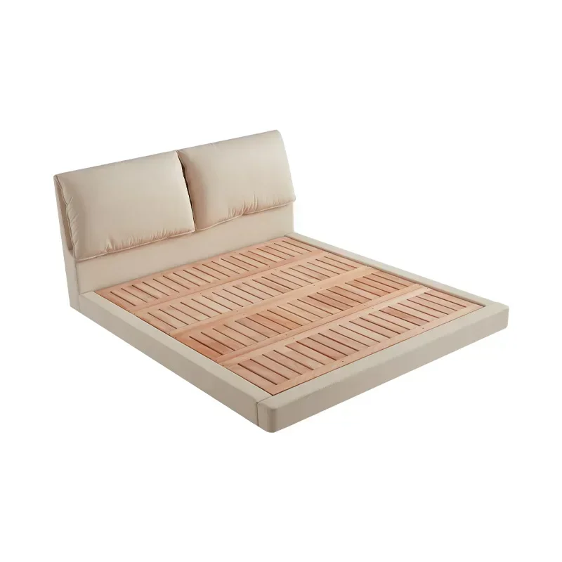 elephant ear bed leather bed first layer cowhide Italian minimalist double master bedroom queen