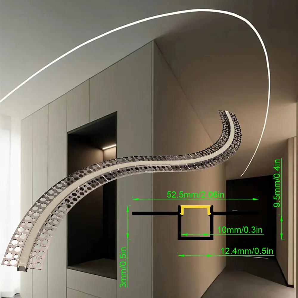 52x13mm 1 szt. 0.5m taśma LED lekka aluminiowa taśma LED specjalna do instalacji głównie osadzonych w nieregularnej przestrzeni łuku