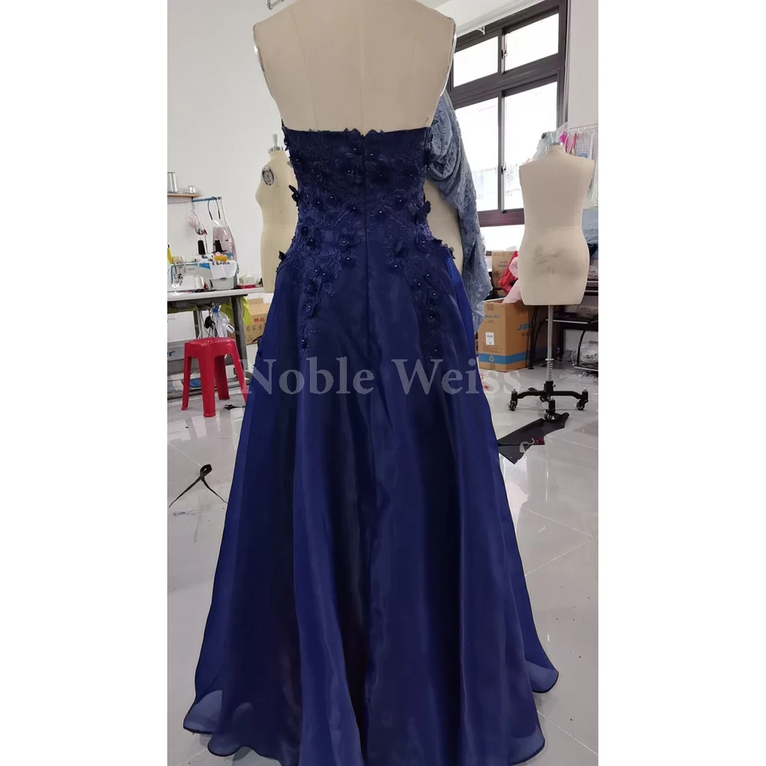 A Line Prom Dress Strapless Floor Length Applique Evening Dress Customized image 6