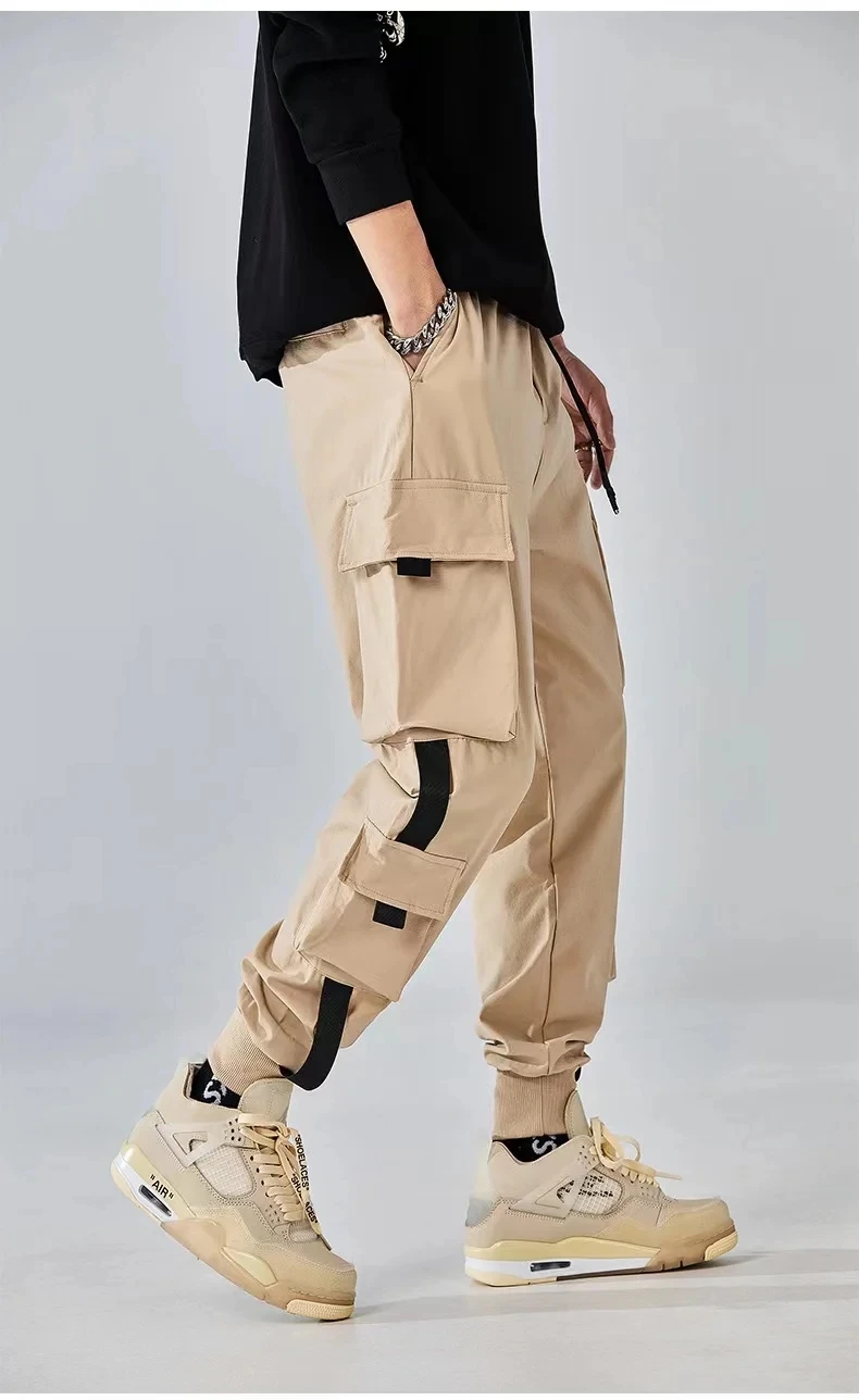 Man wear-resistant loose elastic binding spring and autumn construction site anti-tear work clothes work pants