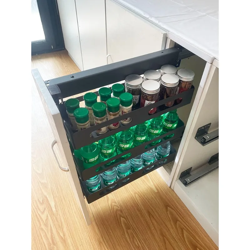 Cabinet Kitchen Draw Basket Seasoning Draw Basket Narrow Cabinet Seasoning Basket Drawer Stand Built-in Small Size