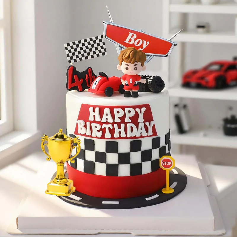 Decoración para Pastel de Auto de Carreras, Decoración para Fiesta de Cumpleaños de Niño, Tema de Auto de Carreras, Decoración para Pastel de Feliz Cumpleaños, Regalo para Niño, Decoración para Pastel de Baby Shower