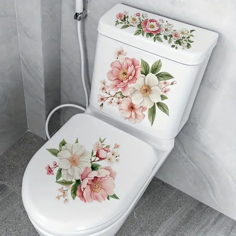 New Waterproof Floral Toilet Decals With Vivid Pattern And Self Adhesive Perfect For Bathroom Home Decoration