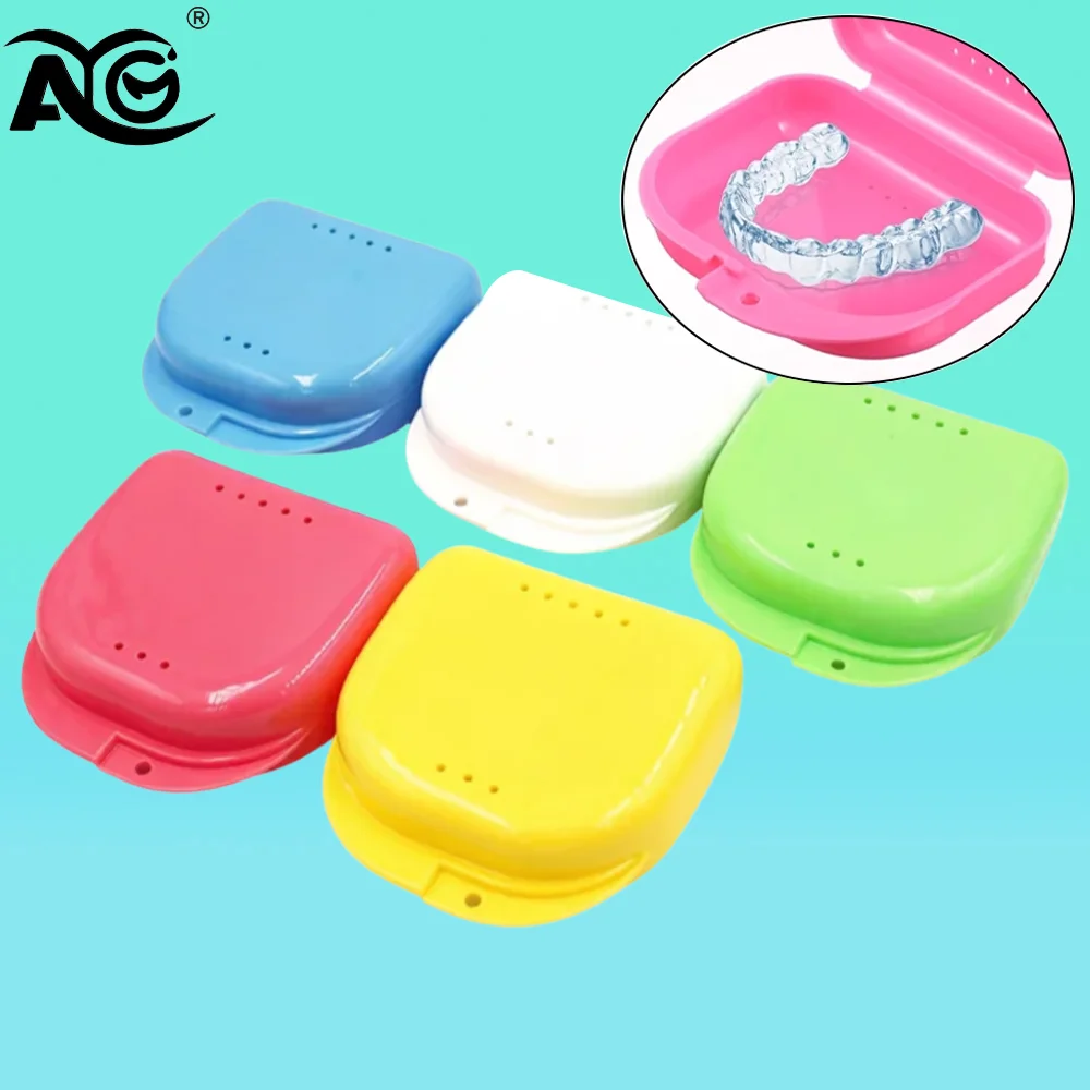 AG Denture Tray Box Dental Orthodontic Retainer Case Plastic Teeth Container False Teeth Protective Case For Storage Cleaning
