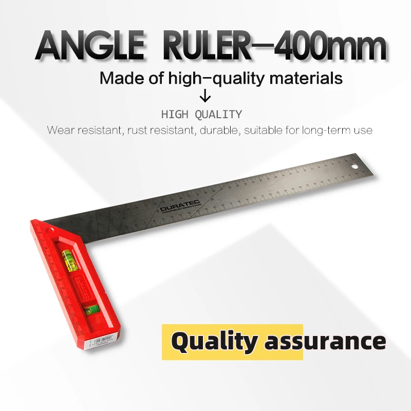 DURATEC 400mm angle ruler 90 degree ruler triangle ruler high-precision right angle corner ruler plastic woodworking tools