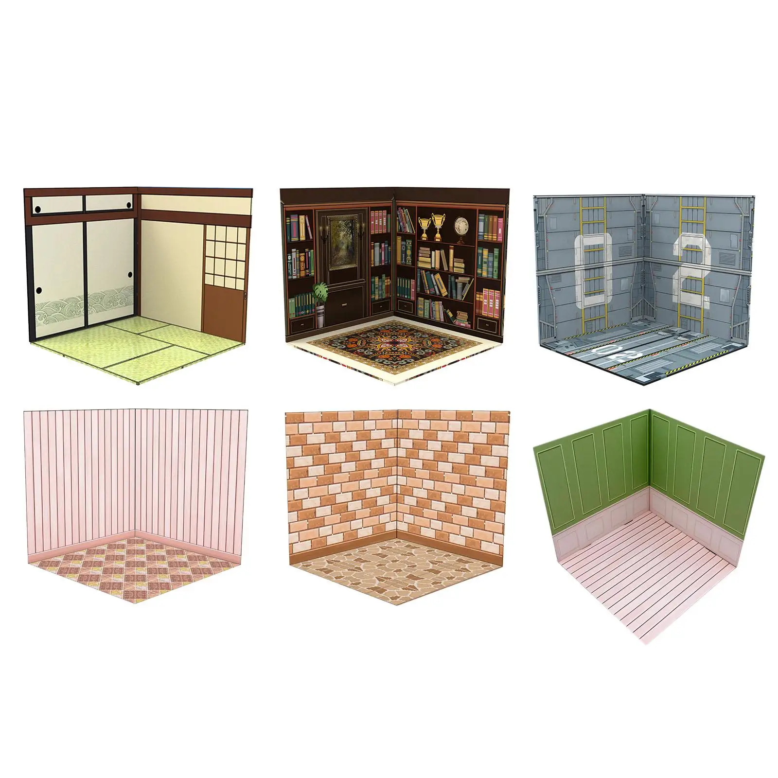 1/6 Display Backdrop Storage Collection Organizer Showcase Model Scene for Action Figures Diecast Car Vehicle Scene Toy Dolls
