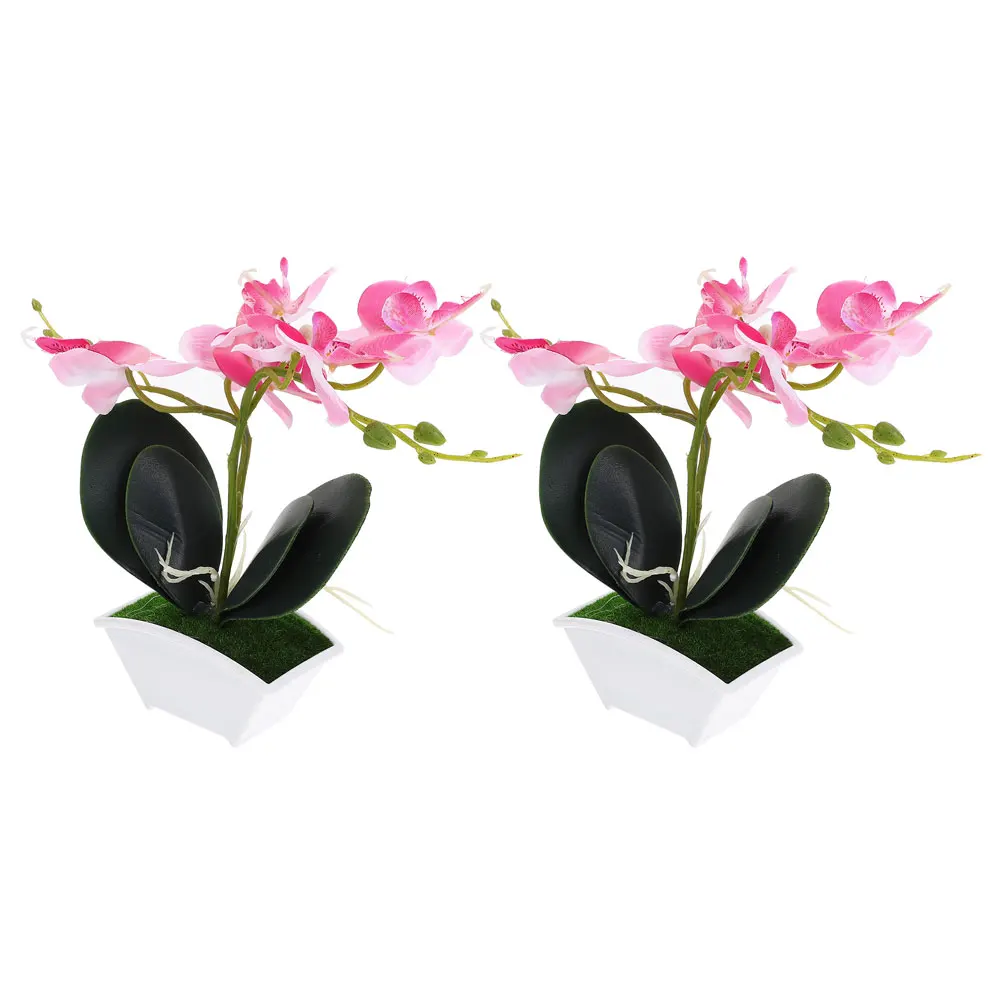 

2pcs White Phalaenopsis Artificial Flowers in Pot Realistic Fake Bonsai Lifelike Potted Plants Home Decor Photography Props Silk