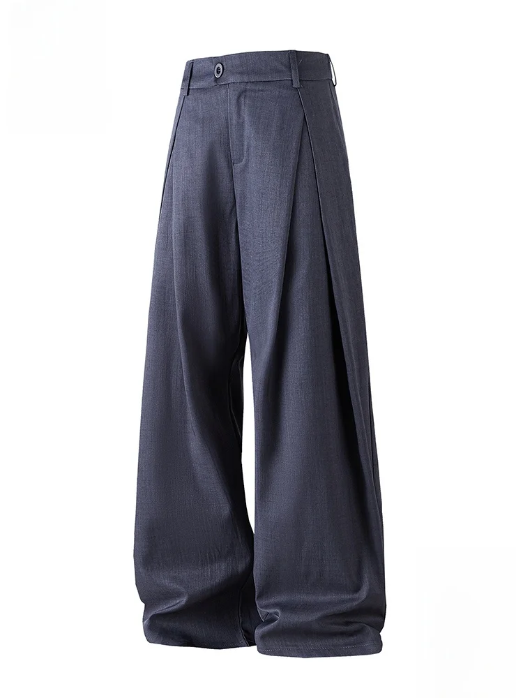 

PaulFrank Men's Loose Casual Wide Leg Pants Spring 2026 Vintage High Waist Trousers Drapey Comfortable Polyester Blend