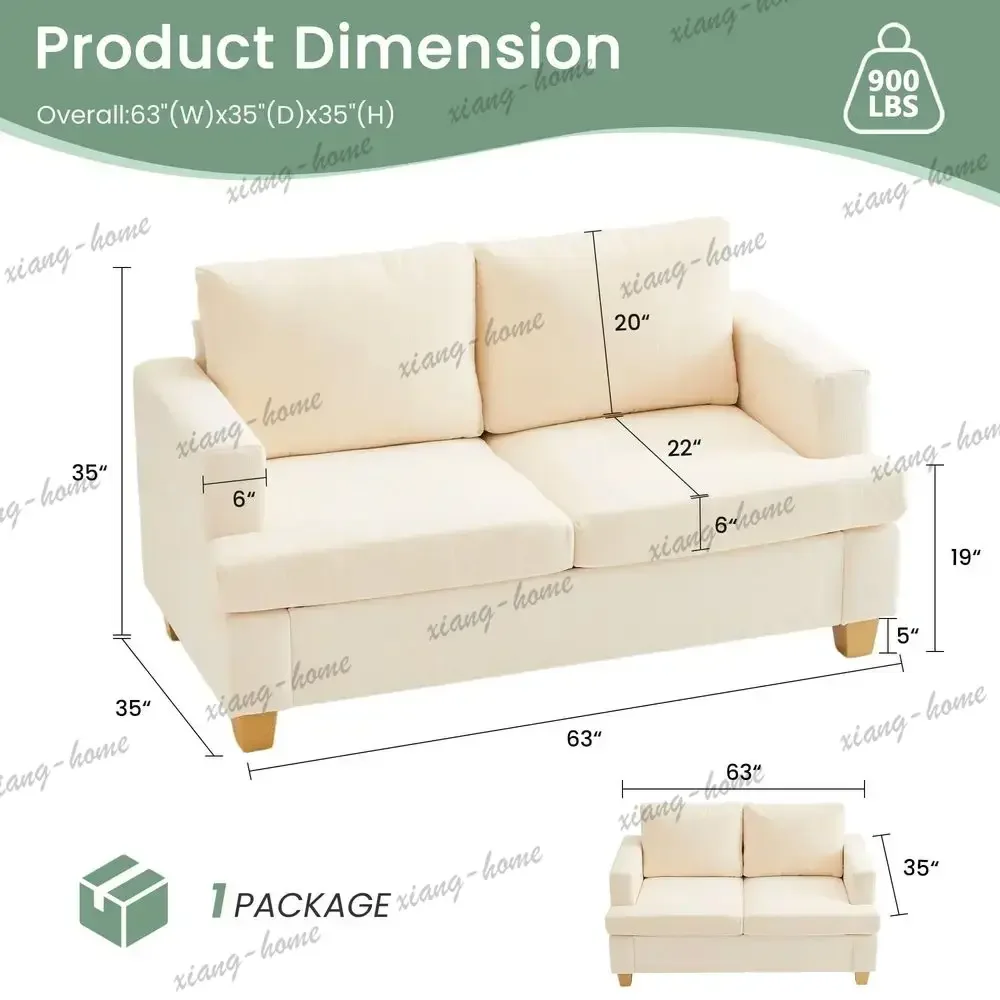 lsSofa, 2 Piece Set Comfy Couch, 3 Seater amp Loveseat Sofa with Deep Seats, Modern Sleeper Couch for Living Room, Beige Chenill