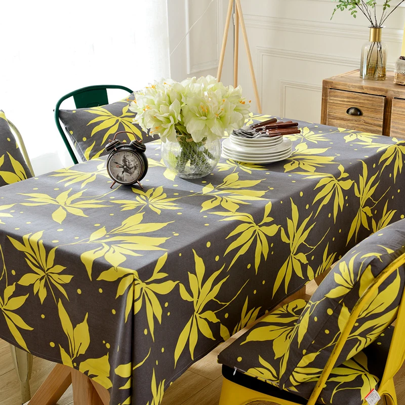 6618-A New Fabric Dining Table Cloth, Countryside Maple leaf living Room, Household Pure Cotton Tablecloth